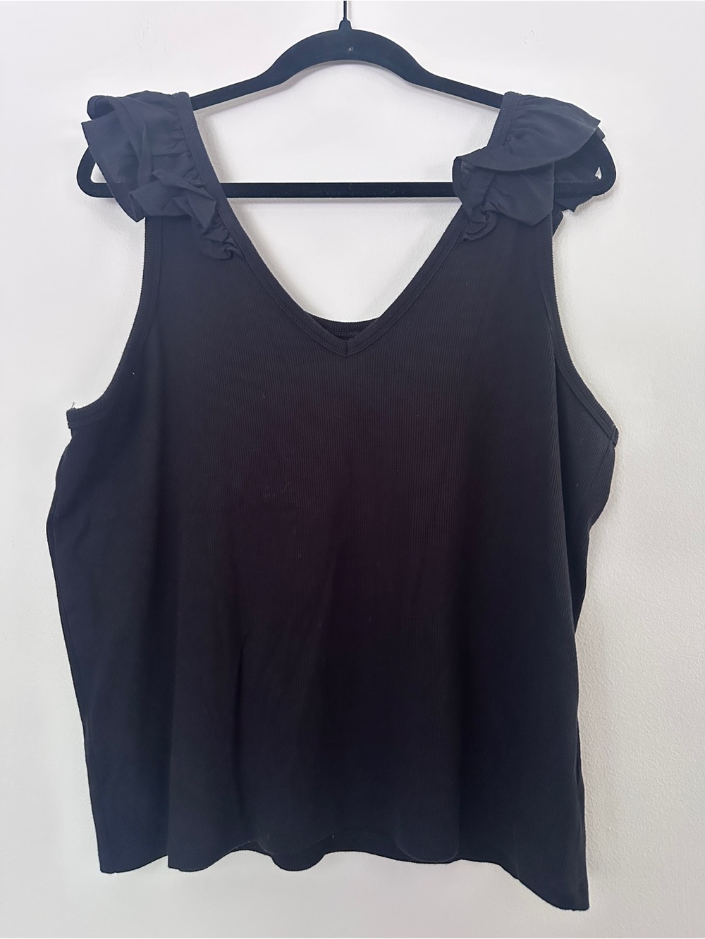 Old Navy Black Ruffle-Sleeve V-Neck Tank Top